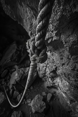 Rocky cliffside with rope