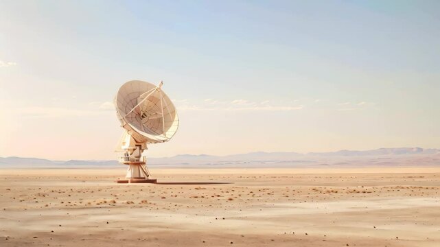 A satellite dish stands in the desert landscape under the scorching sun, Perform regular maintenance on tracking systems to ensure accuracy in following the sun's path
