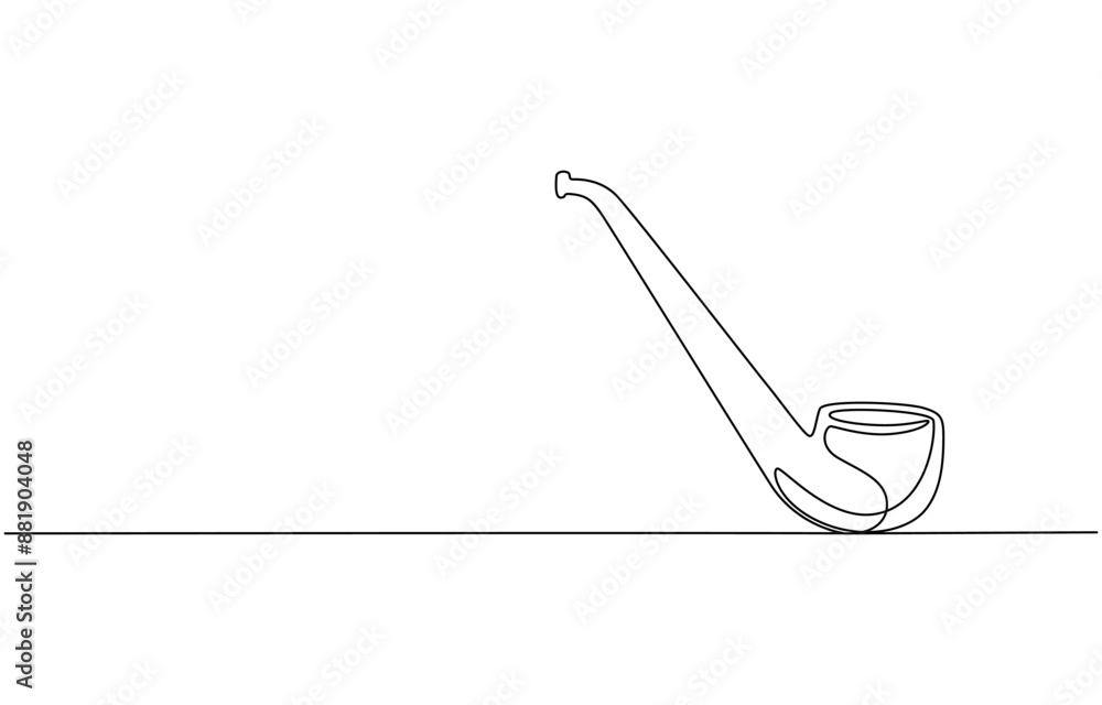 Poster continuous one line drawing of tobacco pipe. simple smoking pipe outline design. editable active str