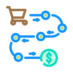 sales process business process color icon vector. sales process business process sign. isolated symbol illustration