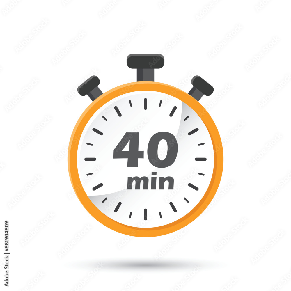 Poster 40 minutes on stopwatch icon in flat style. clock face timer vector illustration on isolated backgro