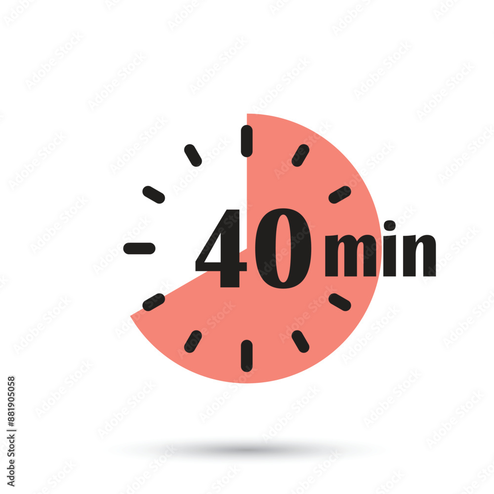 Poster 40 minutes on stopwatch icon in flat style. clock face timer vector illustration on isolated backgro
