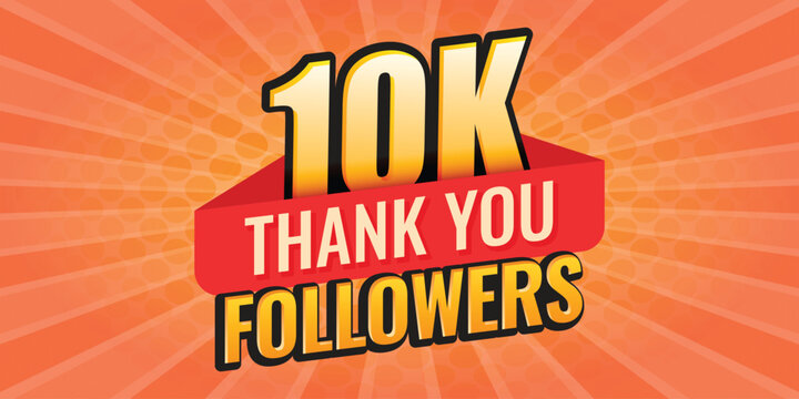 Thank you 10000 followers icon in flat style. Subscription amount vector illustration on isolated background. 10k follower sign business concept.