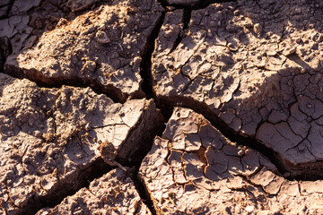 close up view of landscape of crack soil dry land background.