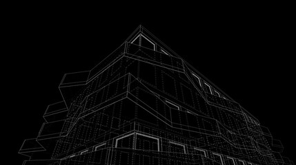 Office building sketch 3d rendering