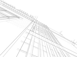 Office building sketch 3d rendering