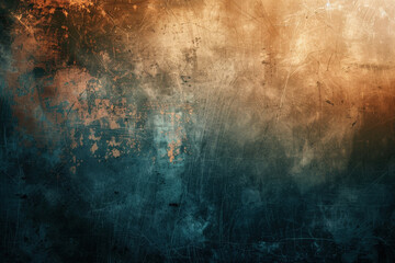 Gradient background featuring a dark, scratched grunge texture surface with a teal and orange color scheme