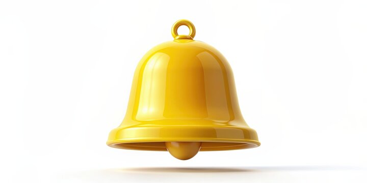 rendering of a big yellow bell with a message counter for a smartphone notification bell ring app concept, bell, notification