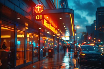 Fototapeta premium Parking lot in front of a hospital, health care concept