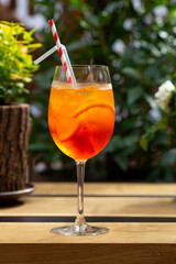 Aperol with ice summer refreshing drink