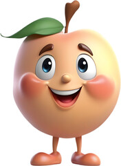 Obraz premium Adorable cartoon peach with a joyful, rosy-cheeked smile. 