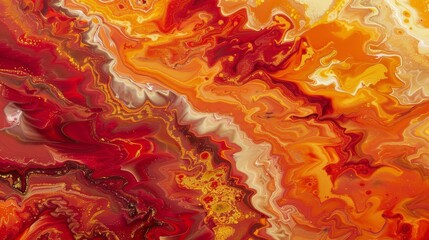 Liquid marble patterns in deep red and orange creating a captivating background