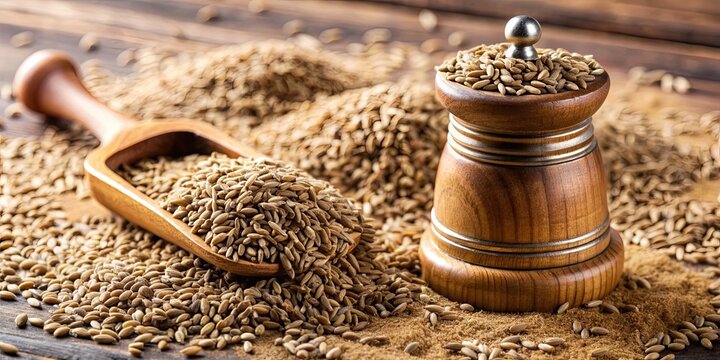 Heap of cumin seeds with a spice grinder, cumin seeds, heap, spice grinder, cooking, ingredient, aromatic, seasoning