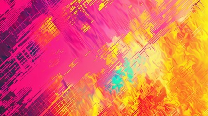 Neon colors with pixelated effect creating a retro digital background
