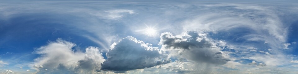 360 hdri panorama of skydome with clouds in equirectangular seamless spherical projection