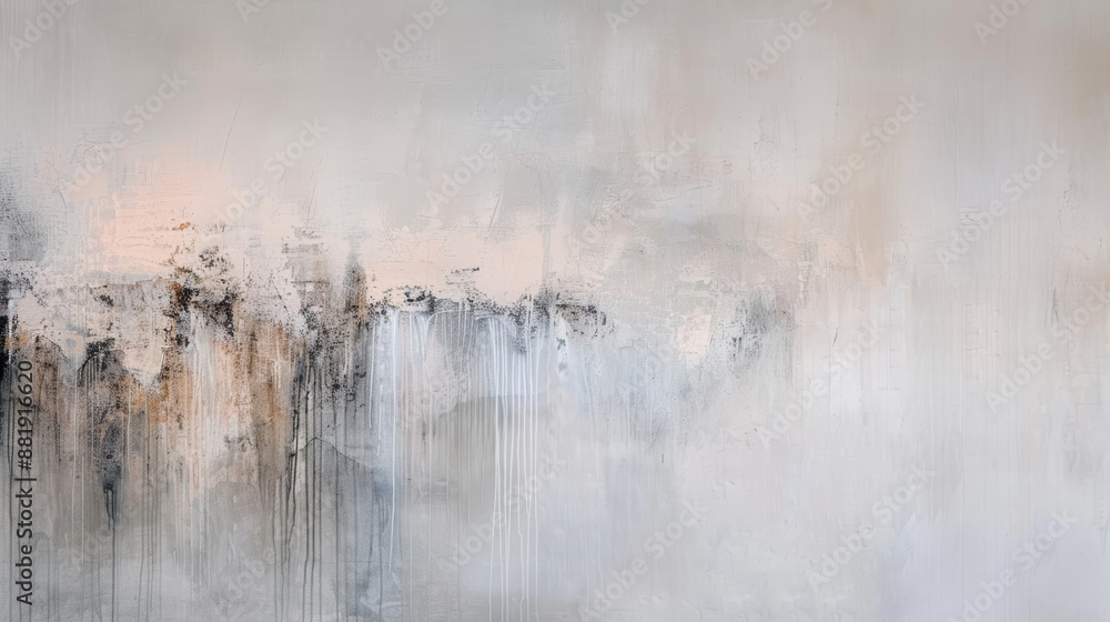 Poster abstract painting with a blend of subtle colors and bold strokes, creating a tranquil and contemplat