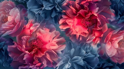 Elegant Abstract Floral Wallpaper Featuring Lush Peony Flowers in Soft Pastel Colors