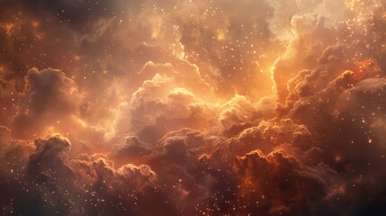 Fototapeta premium Ethereal backdrop with pastel clouds gentle glows and twinkling particles