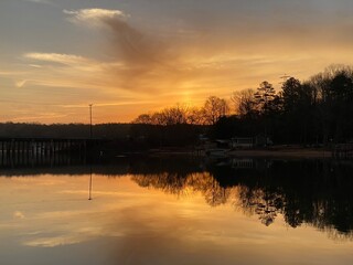 sunset over the river