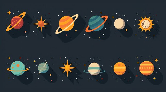 Fototapeta Flat Design Solar System Illustration.