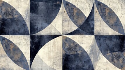 Abstract Geometric Retro Background with Modern Cement Texture for Wallpaper or Ceramic Tile Design