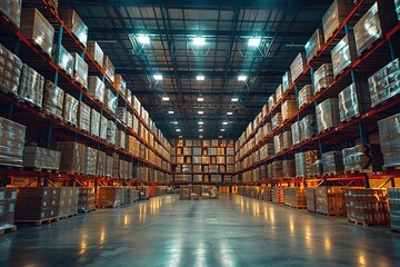 Fototapeta premium Modern retail warehouse and logistics center, ideal for understanding the concept of big business