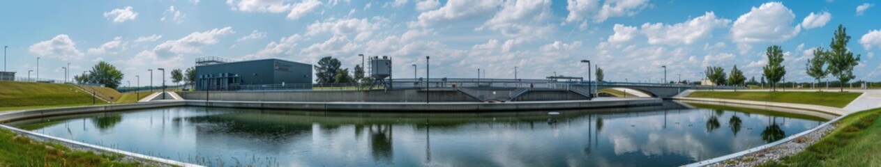 Obraz premium Advanced Wastewater Treatment Facilities and Filtration Systems for Sustainable Urban Infrastructure and Environmental Conservation
