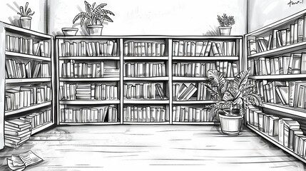 A library full of books.