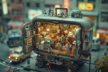 Miniature Cityscape with a Suitcase-Sized Shop