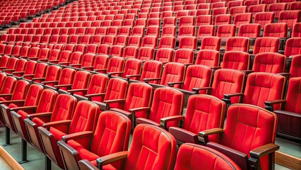 Fototapeta premium Rows of red seats in a theater or stadium , theater, stadium, chairs, vibrant, red, seating, audience, event, entertainment, rows