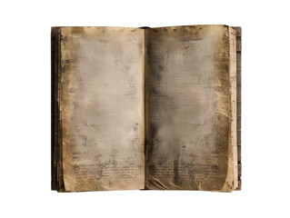 Naklejka premium Top view of an old open book on a transparent background. AI generated