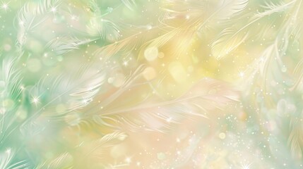 Pastel feather patterns gentle reflections hidden Easter Bunny shapes