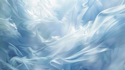 Obraz premium Flowing ribbon patterns in light blue and white with glowing points and hidden cross elements