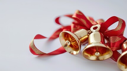 Festive Holiday Bells and Ribbons in High Contrast on White Background