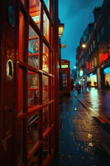 Fototapeta premium Red Telephone Booth Street