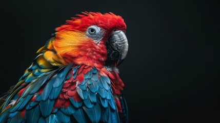 Obraz premium A Colorful Macaw Portrait Against a Black Background