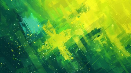 Neon greens and yellows with brush stroke textures soft hazy gradients and concealed cross elements