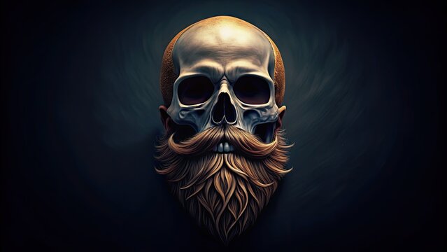 Skull with stylish moustache and beard , Skull, mustache, beard, hipster, fashion, facial hair, trendy, cool