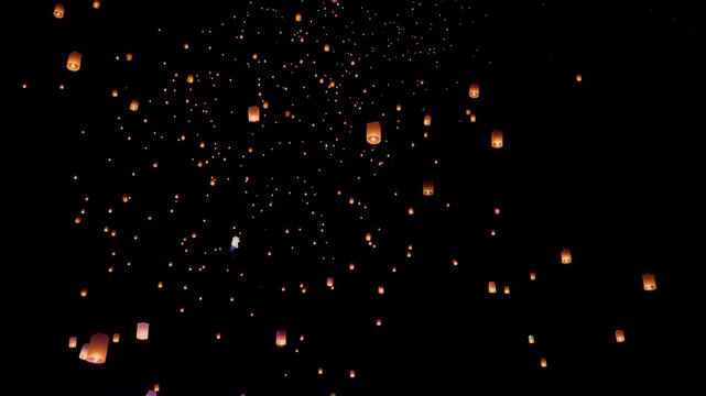 Enchanting Sky Lanterns at Yi-Peng Festival, Chiang Mai Thailand.