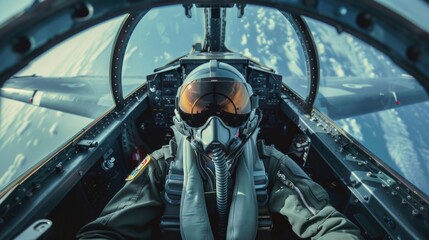 Fototapeta premium Fighter Pilot In Cockpit