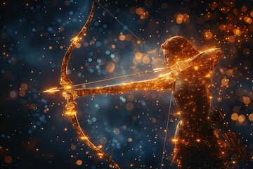 Astrological concept: Sagittarius zodiac sign adorned with intergalactic motifs, ideal for astrology enthusiasts