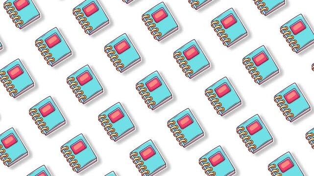 Notebook Icon Pattern Animated Background. Notebook Icon. Pattern Background. Notebook Pattern
