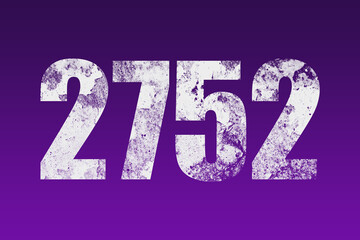 flat white grunge number of 2752 on purple background.	