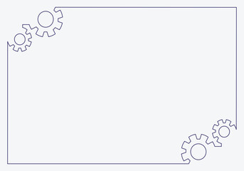 A minimalist white background with gear icons on both corners, used for presentations, education stuff, custom text template. Ideal for digital creators needing a clean, professional backdrop. EPS 10
