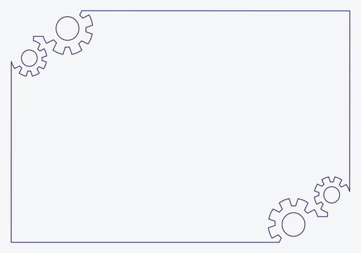A minimalist white background with gear icons on both corners, used for presentations, education stuff, custom text template. Ideal for digital creators needing a clean, professional backdrop. EPS 10