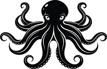 octopus silhouette, octopus icon vector illustration