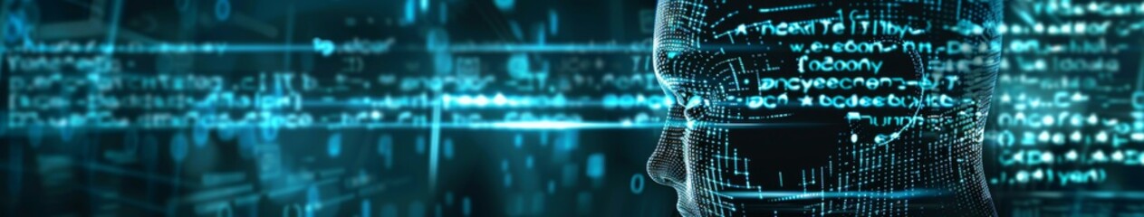 Fototapeta premium Future AI Coding Agent Concept with Digital Coding, Artificial Intelligence, and Technological Innovations for Advanced Technology and Machine Learning Illustration.