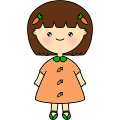 Girl in carrot dress