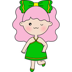 Girl in green dress