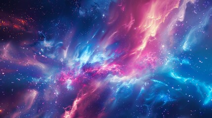 Fototapeta premium Cosmic wallpaper in blue and pink featuring swirling nebula-like shapes